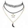 Lux Accessories Women's Black Classic Celestial Moon Galaxy Alien Choker Collar Necklace 3Pc Set - 0 - CG12K9LW8F1