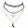 Lux Accessories Women's Black Classic Celestial Moon Galaxy Alien Choker Collar Necklace 3Pc Set - 0 - CG12K9LW8F1