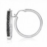 Sterling Silver 1/10CTTW Diamond Hoop Earrings - Black - C011E9JN89F
