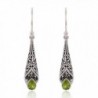 925 Sterling Silver Bali Detailed Filigree Genuine Green Peridot Dangle Earrings-Nickle Free - CH126GZ6URB