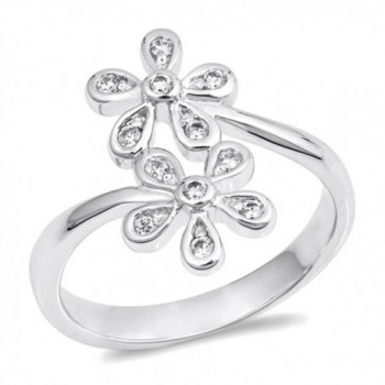 White CZ Plumeria Flower Daisy Ring New .925 Sterling Silver Band Sizes 5-9 - CU187YYSHAH