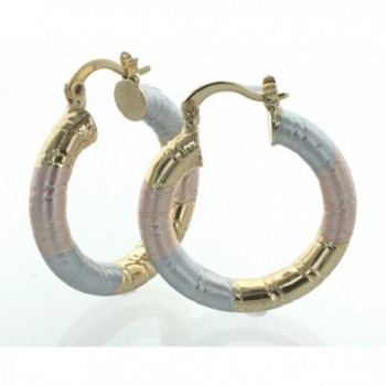 Smooth Round Tricolor Gold Tone Medium Size Hoop Earrings - CG11YOSBYHJ