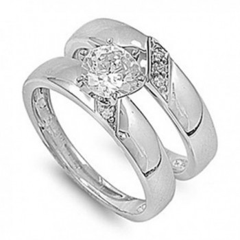 Sterling Silver Designer Engagement Ring Wedding Band Bridal Set Sizes 5-10 - CT11YOSV4MT
