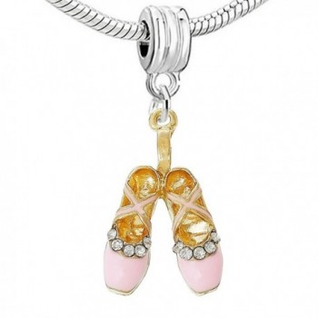 Ballerina Ballet Shoes Bead for Snake Chain Charm Bracelet - C011XK2FYWL