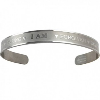 Womens Stainless Steel "I Am" Cuff Bracelet - Inspirational - CZ12LNWZAU9