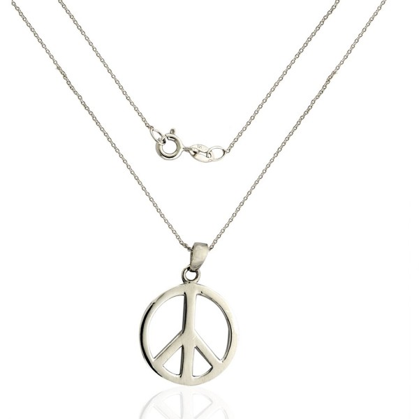 925 Sterling Silver Peace Sign Necklace (Pendant with Chain) - C6120IP7I3Z