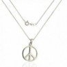 925 Sterling Silver Peace Sign Necklace (Pendant with Chain) - C6120IP7I3Z