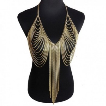 Winter.Z Multi-storey body chain Tassels Explosion models exaggeration fashion retro false collar necklace - C412L8HBJH3