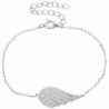 EVER FAITH 925 Sterling Silver Full CZ Angel Wing Feather Adjustable Hand Chain Link Bracelet Clear - CU127ONQS1H