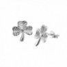 925 Sterling Silver Shamrock Three Leaf Clover Post Stud Earrings 12 mm - Nickel Free - CO11K3Z9P3R