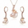 EleQueen Simulated Necklace Leverback Gold tone - Rose Gold-tone - C711ZT5FF2B