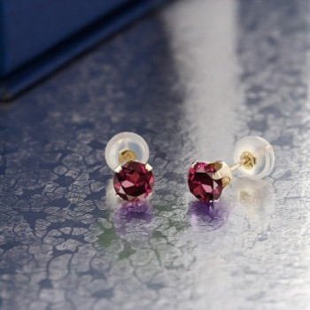 Rhodolite Garnet Yellow 4 prong Earrings in Women's Stud Earrings