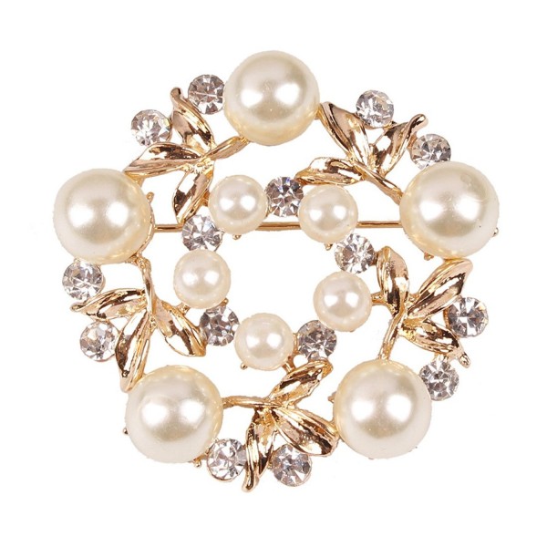 YiYi Operation Crystal Imitation Pearl Ball Alloy Brooches Pins Wreath Women's Engagement - CF12MGENX3Z