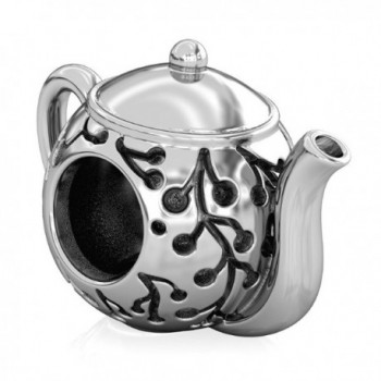 BELLA FASCINI Cherry Blossom Teapot Silver Bead Charm Fits All Compatible European Bracelets and Bangles - CX117IXA02B