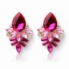 Bolayu Crystal Drop Alloy Ear Studs Women Lady Rhinestone Earrings - Hot Pink - C512L5I0LLZ