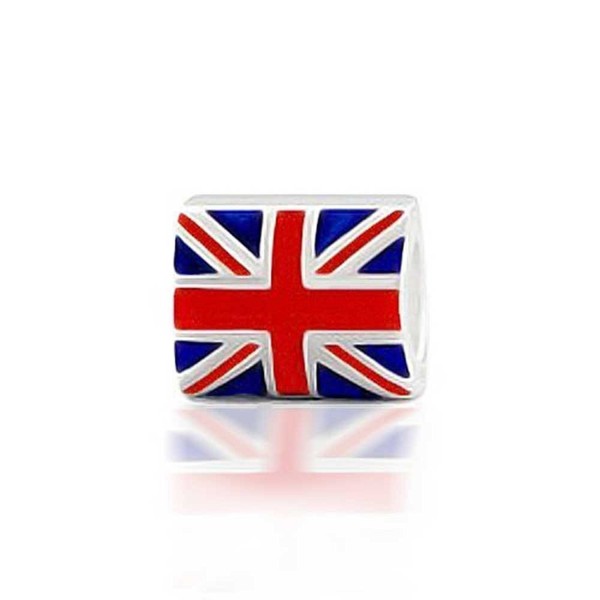 Bling Jewelry Union Jack British Flag Charm 925 Sterling Silver Bead - CX1156G37T1