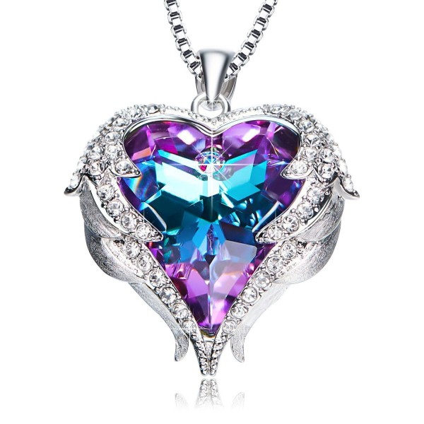 ANCREU Love Heart Pendant Necklaces Gifts for Wife Romantic - Purple and Blue - C7187Q5UYC7