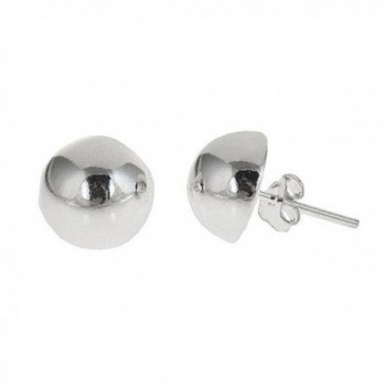 Half Ball Button Moon Stud Post Earring 925 Sterling Silver - CZ12MAX1IKA