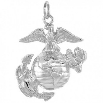 Sterling Silver Eagle Globe & Anchor U.S. Marines EGA Pendant- 1 1/8 inch tall - C1115LP7ETB