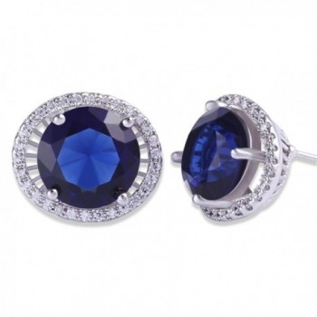 GULICX Silver Tone CZ Cubic Zirconia Loving Stunning Stud Earrings - Blue - CS11YK9U6FD