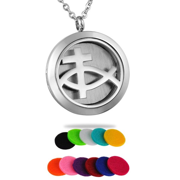 HooAMI Cross Stainless Steel Aromatherapy Essential Oil Diffuser Necklace Locket Pendant - Christian Cross - CO12IHNVYAR