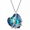 Caperci "Heart of the Ocean" Sterling Silver Heart Pendant Necklace made with Swarovski Crystal Blue - C512F7PBQZ7