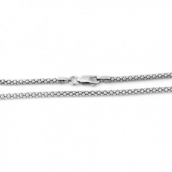 Solid Sterling Silver Rhodium Plated 2.5mm Popcorn Chain Necklace- 16" 18" 20" 24" - CC11MQ4VPUT