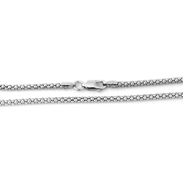 Solid Sterling Silver Rhodium Plated 2.5mm Popcorn Chain Necklace- 16" 18" 20" 24" - CC11MQ4VPUT