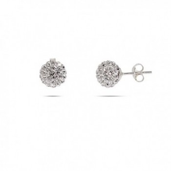 Sparkling Crystal 8 MM Sterling Silver Bead Earrings - C61157AXF97