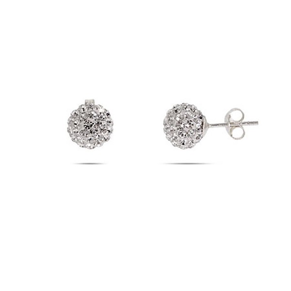 Sparkling Crystal 8 MM Sterling Silver Bead Earrings - C61157AXF97