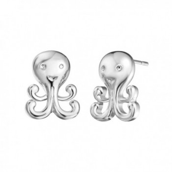 Octopus Stud Earrings Men Women Simple Ear Animal Jewelry Cute Style Piercing for Best Friends Gift - Silver - C2187CMETAI