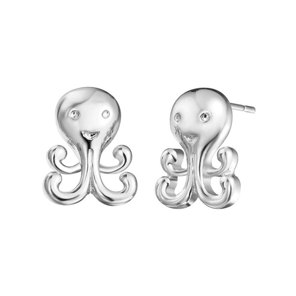 Octopus Stud Earrings Men Women Simple Ear Animal Jewelry Cute Style Piercing for Best Friends Gift - Silver - C2187CMETAI