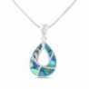 Sterling Silver Tear-drop Iridescence Abalone Shell Necklace Earrings Set - CH12CNUW1JJ