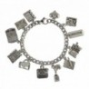 Writer Stainless Steel & Pewter Charm Bracelet - Writing + Author Themed Charms- Sizes XS-XL - CW188I747GG