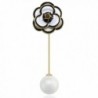 Fashion Jewelry Gold-tone Enamel Flower Pearl Handmade Boutonniere Brooches Pin for Suit - White - CR1827YA9OX