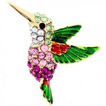 Multicolor Crystal Hummingbird Lapel Pin - C2110MOYOJJ