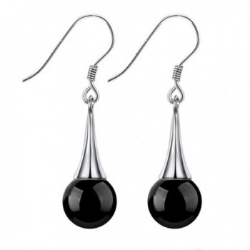 Women Fine Crystal Ball Copper Drop Earrings Gold Plated - Black - C512K0YUSOP