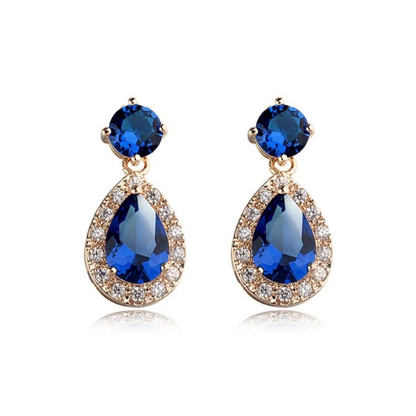 Teardrop Sapphire Swarovski Elements Earrings - C5124KLT9M1