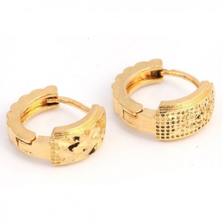 Gold Plated Simple Round Design Hinged Huggie Hoop Earrings for Men ...