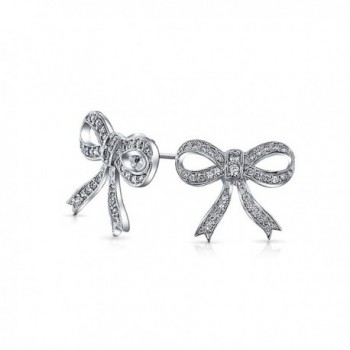 Bling Jewelry CZ Bow Open Ribbon Sterling Silver Stud Earrings - C811608FQA1