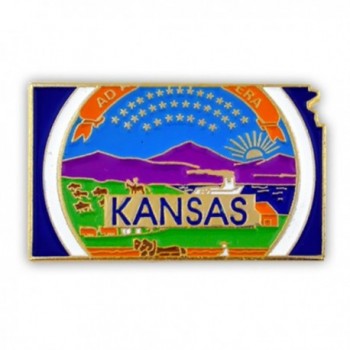 PinMart's State Shape of Kansas and Kansas Flag Lapel Pin - C4119PEP6ML