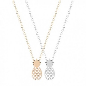 Qiandi Pineapple Statement Necklace Minimalist - one Gold one Silver - CK182OEISLU