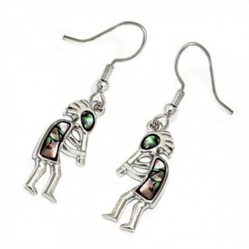 Liavy's Kokopelli Fashionable Earrings - Fish Hook - Abalone Paua Shell - Unique Gift and Souvenir - CI12015KAK9