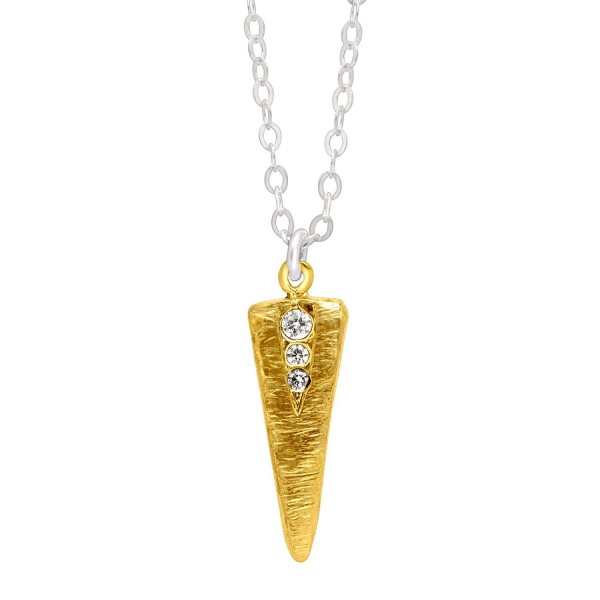 Silpada 'On Point' Sterling Silver- Brass- and Cubic Zirconia Pendant Necklace- 18+2" Extender - CR12N9L6DBG