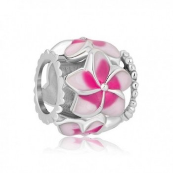 CharmSStory Orchid Flower Love Enamel Charm Beads Charms For Bracelets - Pink - CR129IM3WBL