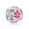 CharmSStory Orchid Flower Love Enamel Charm Beads Charms For Bracelets - Pink - CR129IM3WBL