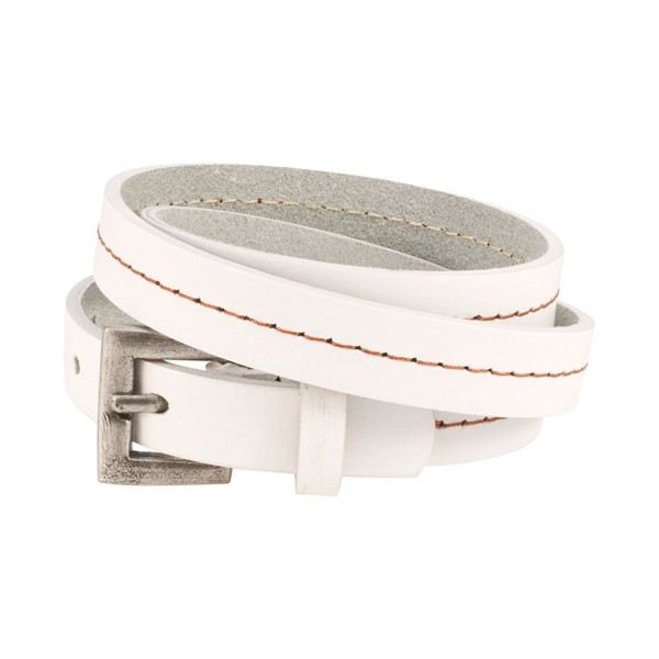Napoli Leather Belt Buckle Triple Wrap Strap Bracelet 26 inches - White - C112IQ17WCF