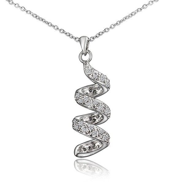 Swirl Shape Women Gold Dainty Chain CZ Love Pendant Necklace Handmade Jewelry - White - CB18364DRD6 Swirl Shape Women Gold Dainty Chain CZ Love Pendant Necklace Handmade Jewelry - White - CB18364DRD6