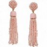 Humble Chic Lightweight Soiree Tassel Earrings - Long Beaded Fringe Drop Statement Dangles - Light Pink - C017YOADG4Q