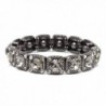 Mariell Vintage Black Diamond Crystal Stretch Bracelet - Adjustable Bangle for Prom- Bridesmaid & Fashion - CQ17Y9ZYTMA